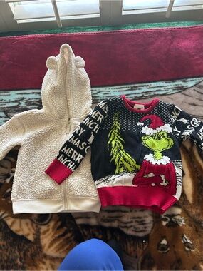Bundle of 2 sweaters Dr. Seuss Grinch Knit Sweater - Black, Red & Green